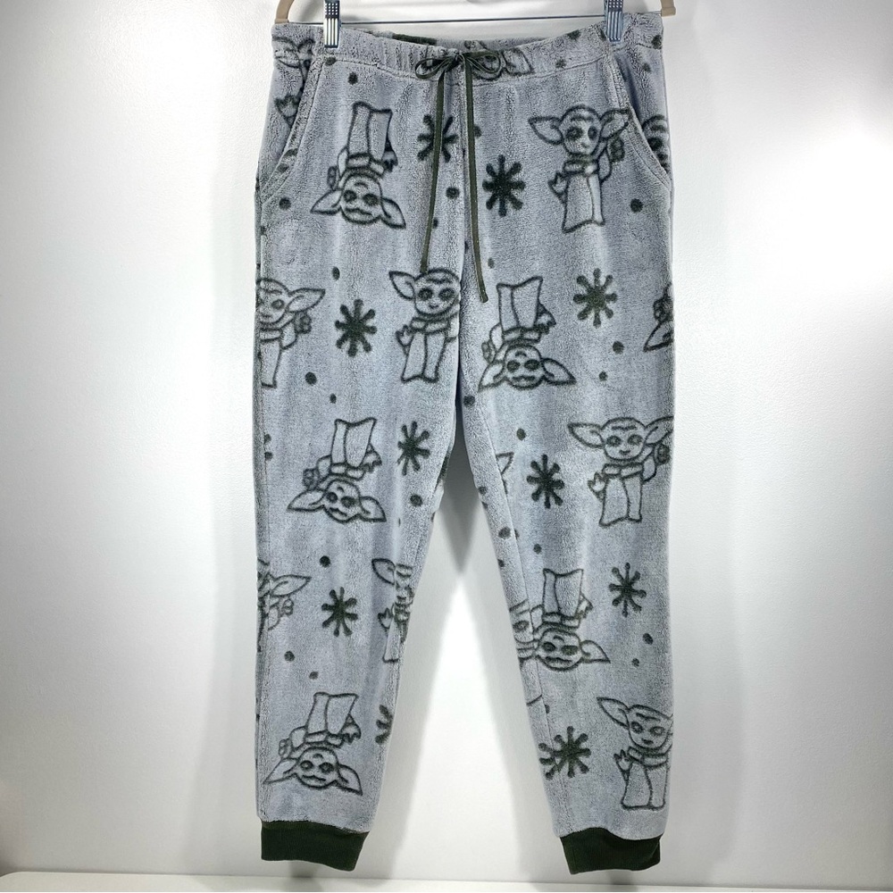 Star Wars Mandalorian Grogu Baby Yoda Gray Green Fleece PJ Lounge Jogger Pants L